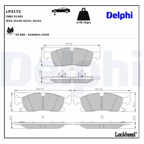 Brake Pad Set, disc brake DELPHI LP3173)