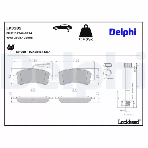 Remblokkenset, schijfrem DELPHI LP3185)