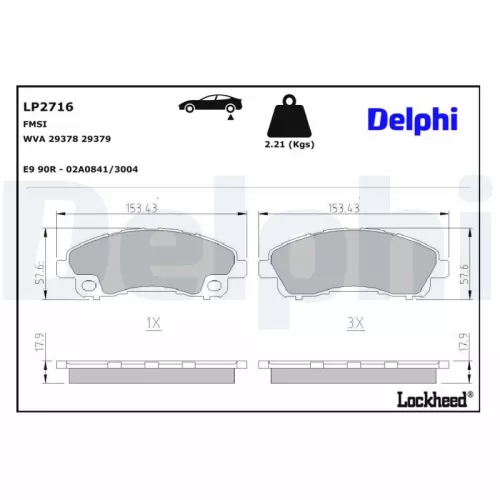 Remblokkenset, schijfrem DELPHI LP2716)