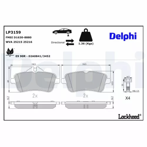 Remblokkenset, schijfrem DELPHI LP3159)