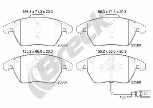 Brake Pad Set, disc brake BRECK 23587 00 701 10)