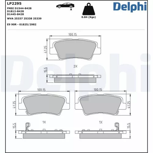 Brake Pad Set, disc brake DELPHI LP2295)