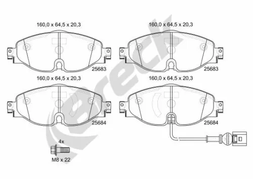 Brake Pad Set, disc brake BRECK 25683 00 701 00)