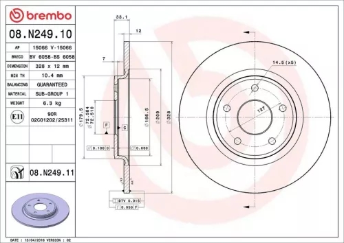 Remschijf BREMBO 08.N249.11)
