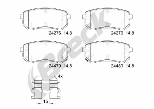 Brake Pad Set, disc brake BRECK 24276 00 704 10)