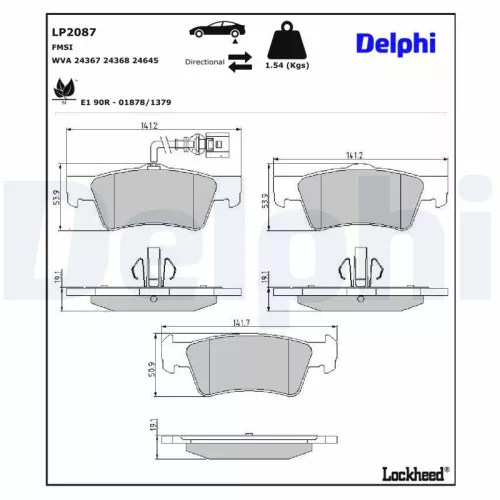 Remblokkenset, schijfrem DELPHI LP2087)