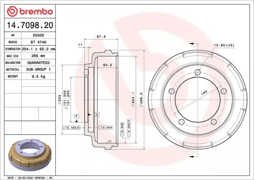 Remtrommel BREMBO 14.7098.20)