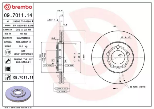 Brake Disc BREMBO 09.7011.11)