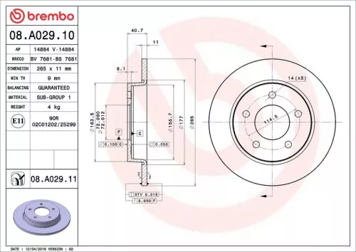 Remschijf BREMBO 08.A029.11)