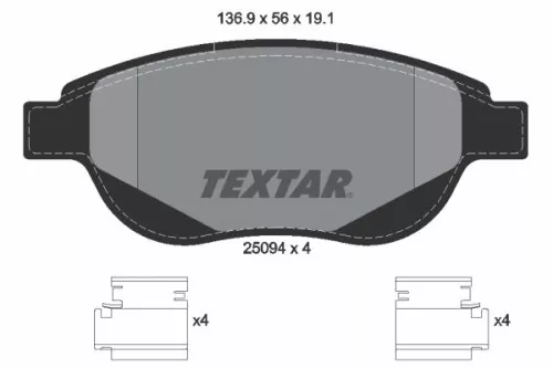 Brake Pad Set, disc brake TEXTAR 2509401)