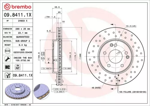 Remschijf BREMBO 09.8411.1X)