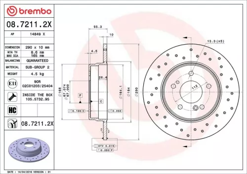 Remschijf BREMBO 08.7211.2X)