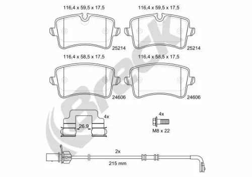 Brake Pad Set, disc brake BRECK 25214 00 554 10)