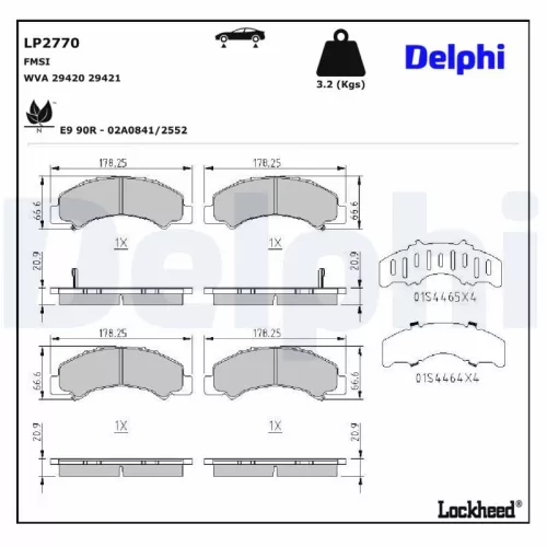 Remblokkenset, schijfrem DELPHI LP2770)