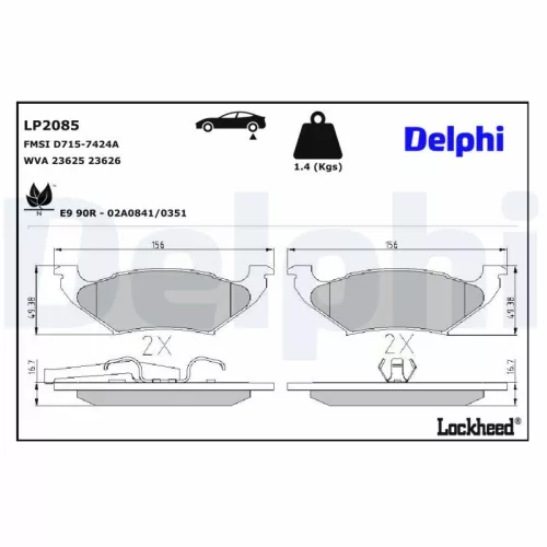 Remblokkenset, schijfrem DELPHI LP2085)