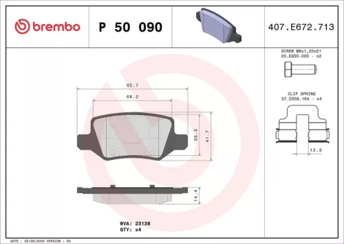 Remblokkenset, schijfrem BREMBO P 50 090)