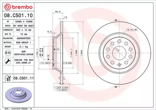 Brake Disc BREMBO 08.C501.11)