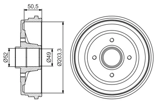 Brake Drum BOSCH 0 986 477 205)