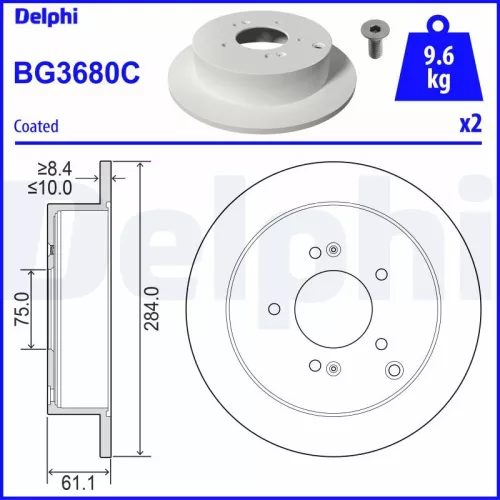 Remschijf DELPHI BG3680C)