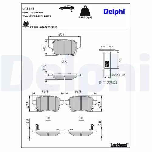 Remblokkenset, schijfrem DELPHI LP3246)