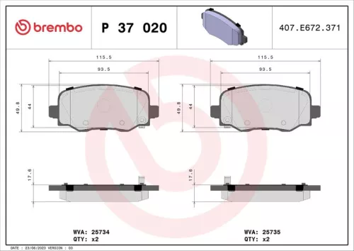 Remblokkenset, schijfrem BREMBO P 37 020)