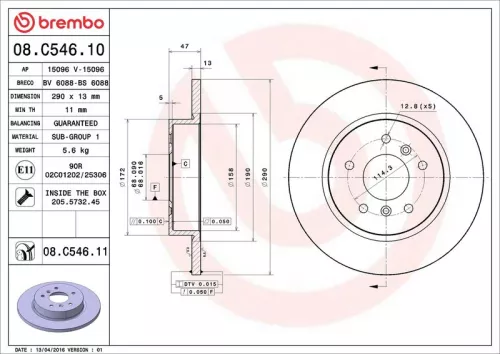 Brake Disc BREMBO 08.C546.11)