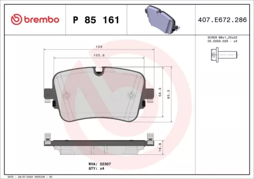 Brake Pad Set, disc brake BREMBO P 85 161)