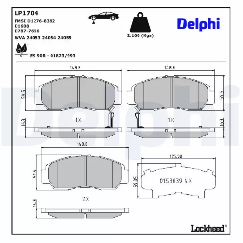 Brake Pad Set, disc brake DELPHI LP1704)