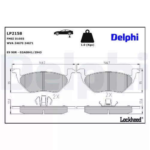 Remblokkenset, schijfrem DELPHI LP2158)