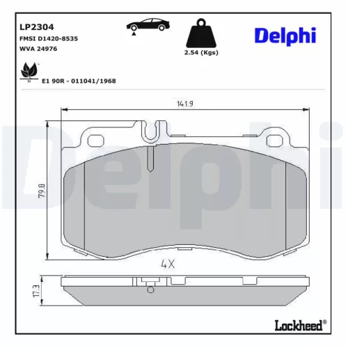 Remblokkenset, schijfrem DELPHI LP2304)