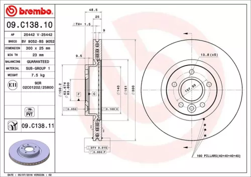 Brake Disc BREMBO 09.C138.11)
