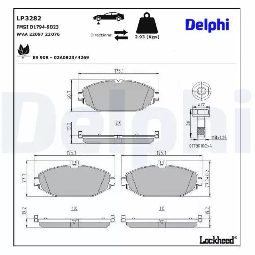 Remblokkenset, schijfrem DELPHI LP3282)