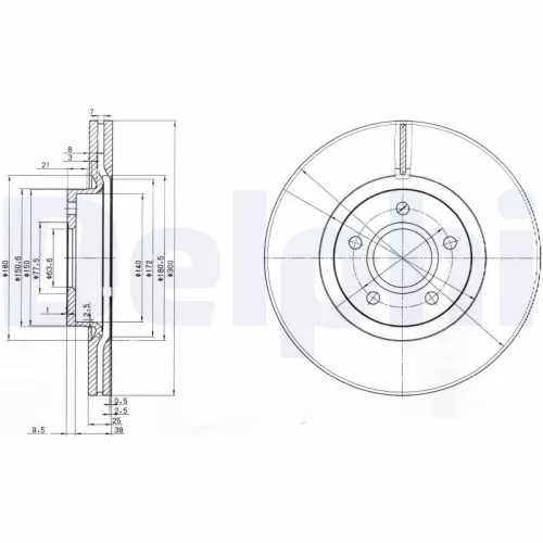 Brake Disc DELPHI BG3895C)