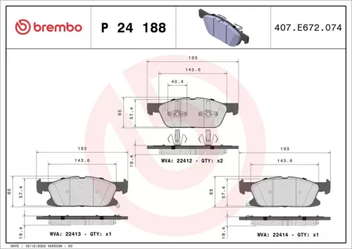 Remblokkenset, schijfrem BREMBO P 24 188)