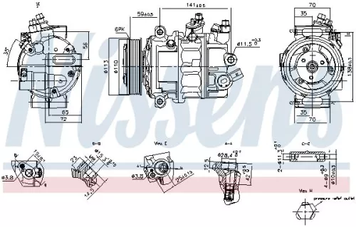 Compressor, air conditioning NISSENS 890893)