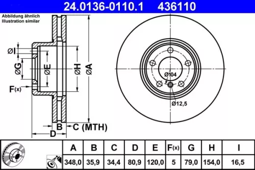 Remschijf ATE 24.0136-0110.1)
