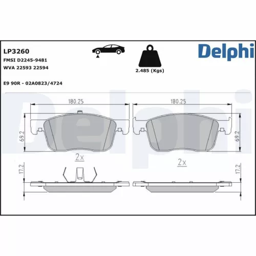 Remblokkenset, schijfrem DELPHI LP3260)