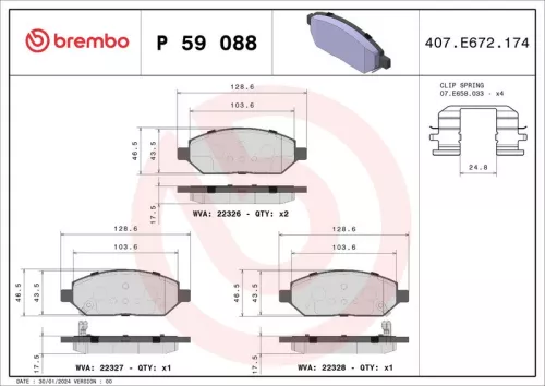 Brake Pad Set, disc brake BREMBO P 59 088)