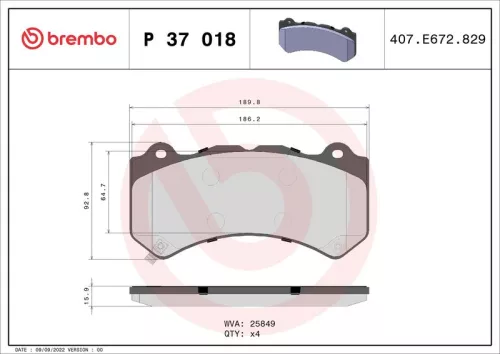 Remblokkenset, schijfrem BREMBO P 37 018)
