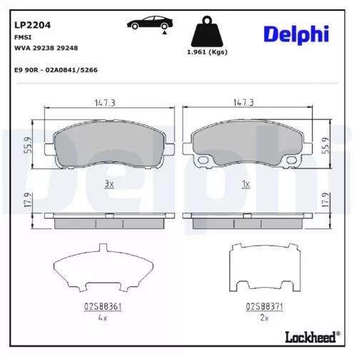 Remblokkenset, schijfrem DELPHI LP2204)