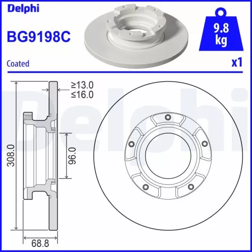 Remschijf DELPHI BG9198C)