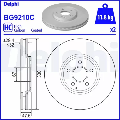 Remschijf DELPHI BG9210C)