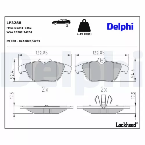 Remblokkenset, schijfrem DELPHI LP3288)