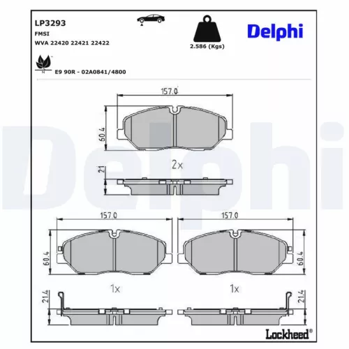 Remblokkenset, schijfrem DELPHI LP3293)
