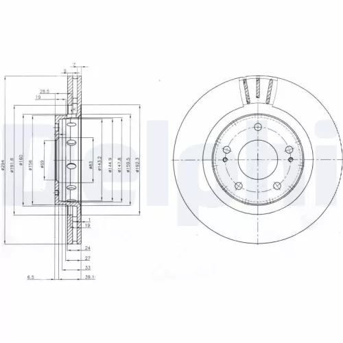 Remschijf DELPHI BG4038C)