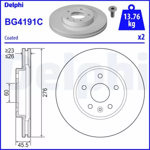Brake Disc DELPHI BG4191C)