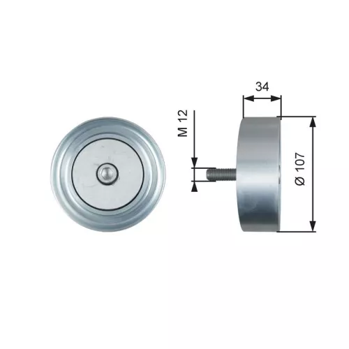 Ombuigings-/geleidingspoelie, V-geribbelde riem GATES T36515)