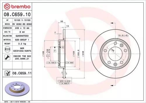 Remschijf BREMBO 08.C659.11)