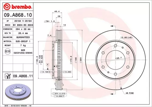 Remschijf BREMBO 09.A868.11)