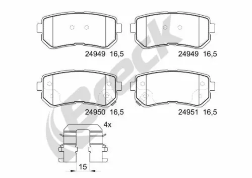 Brake Pad Set, disc brake BRECK 24949 00 704 00)